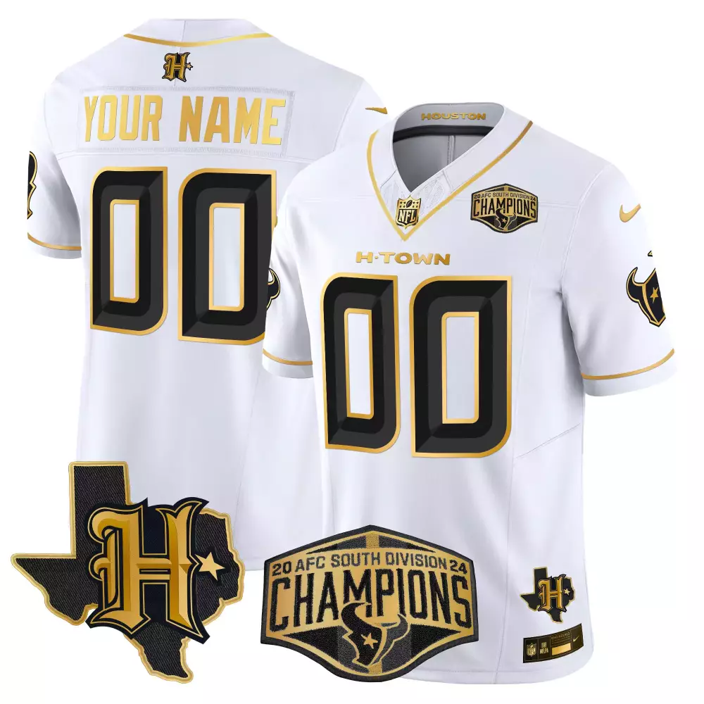 white gold men houston texans gold vapor limited custom jersey all stitched