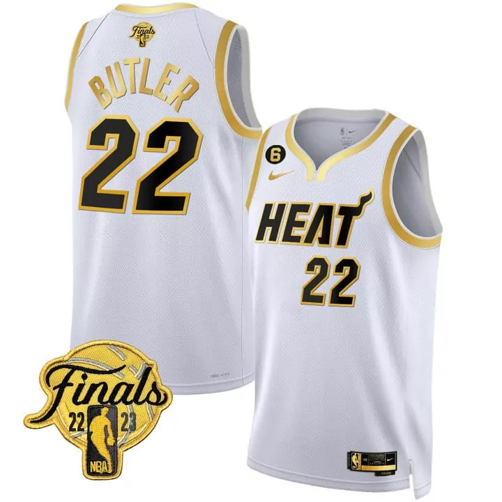 white gold men miami heat 2023 finals patch collection custom jersey all stitched