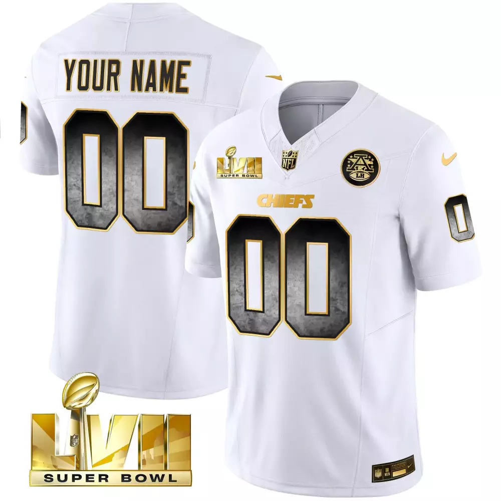 white gold youth kansas city chiefs gold arch smoke vapor custom jersey all stitched