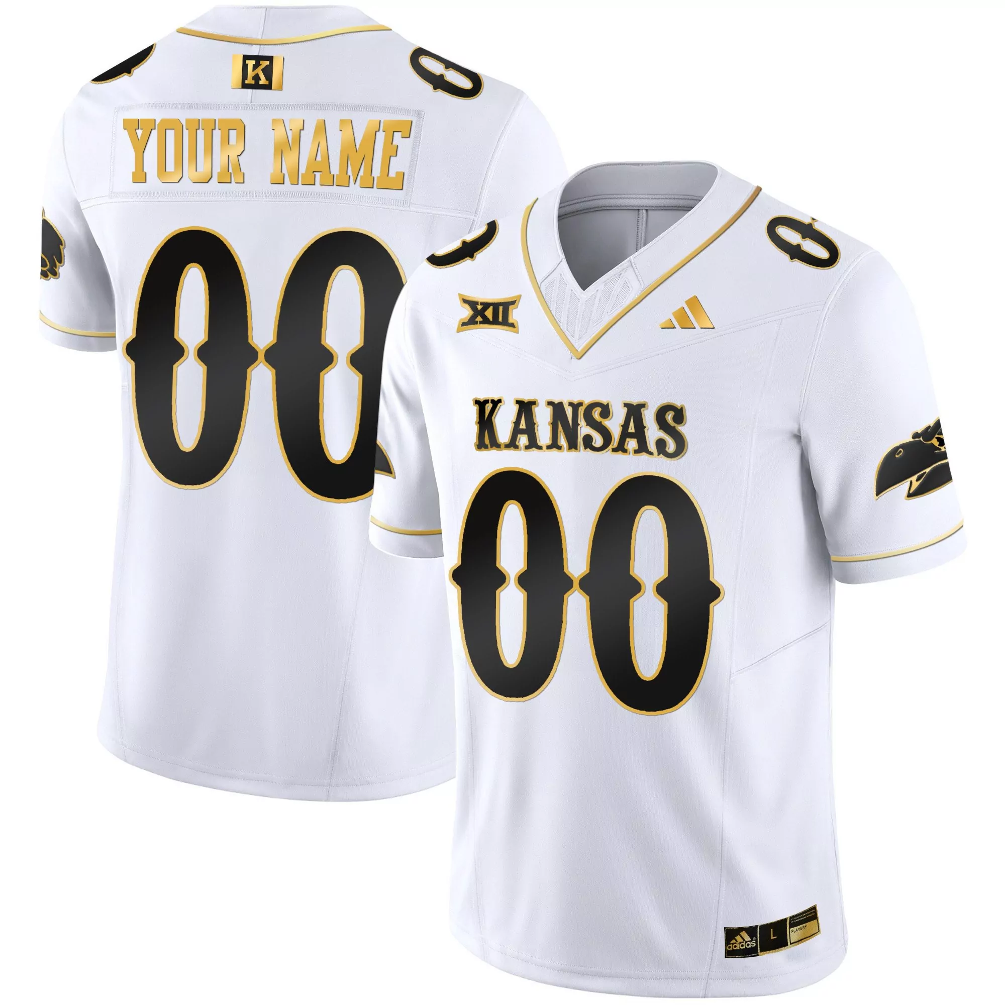 white gold youth kansas jayhawks blackhawk gold vapor custom jersey all stitched