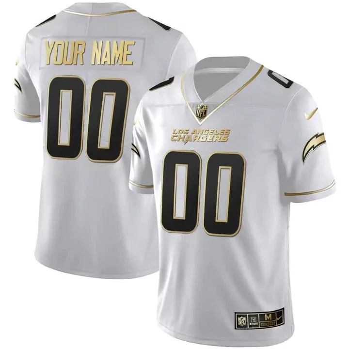 white gold men los angeles chargers custom name number jersey all stitched