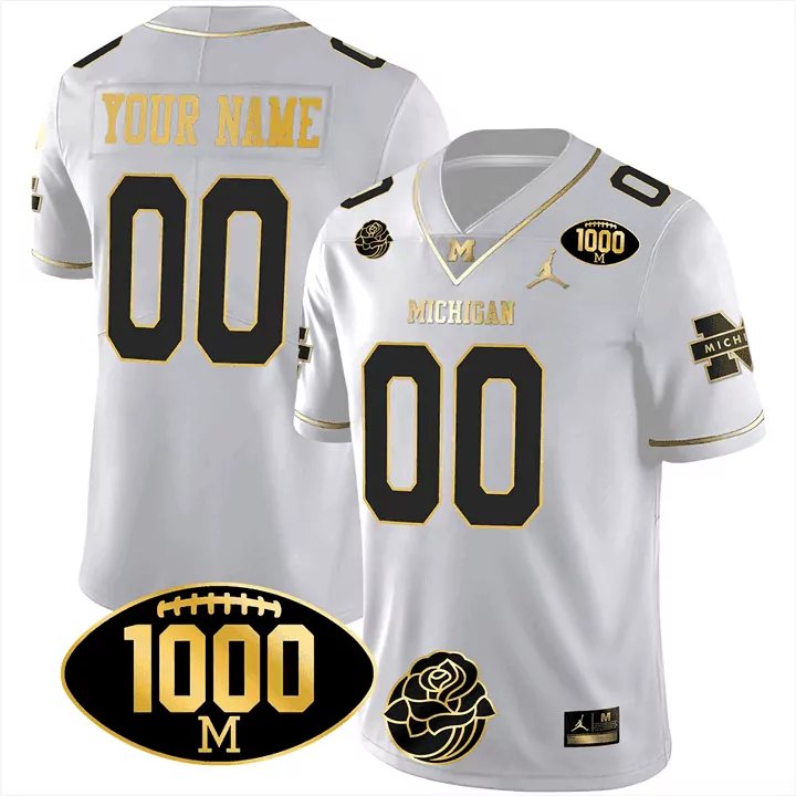 white gold youth michigan wolverines custom name number jersey all stitched