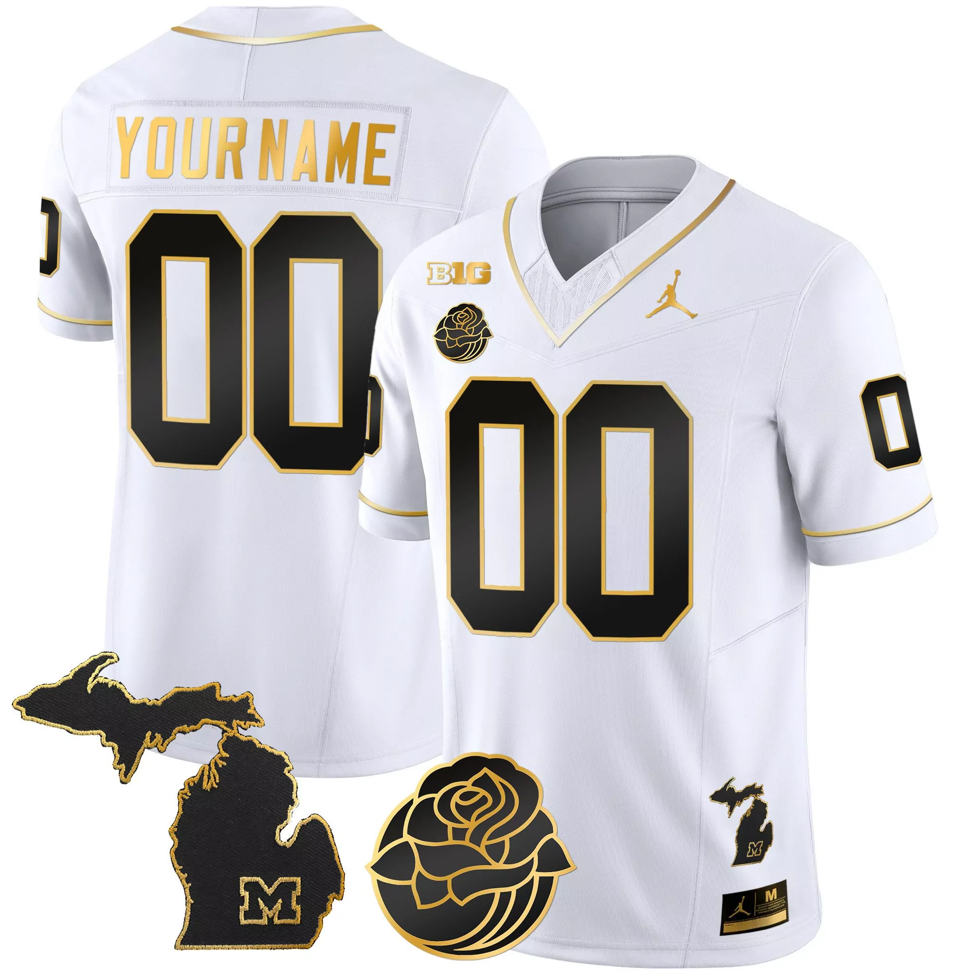 white gold youth michigan wolverines custom name number jersey all stitched