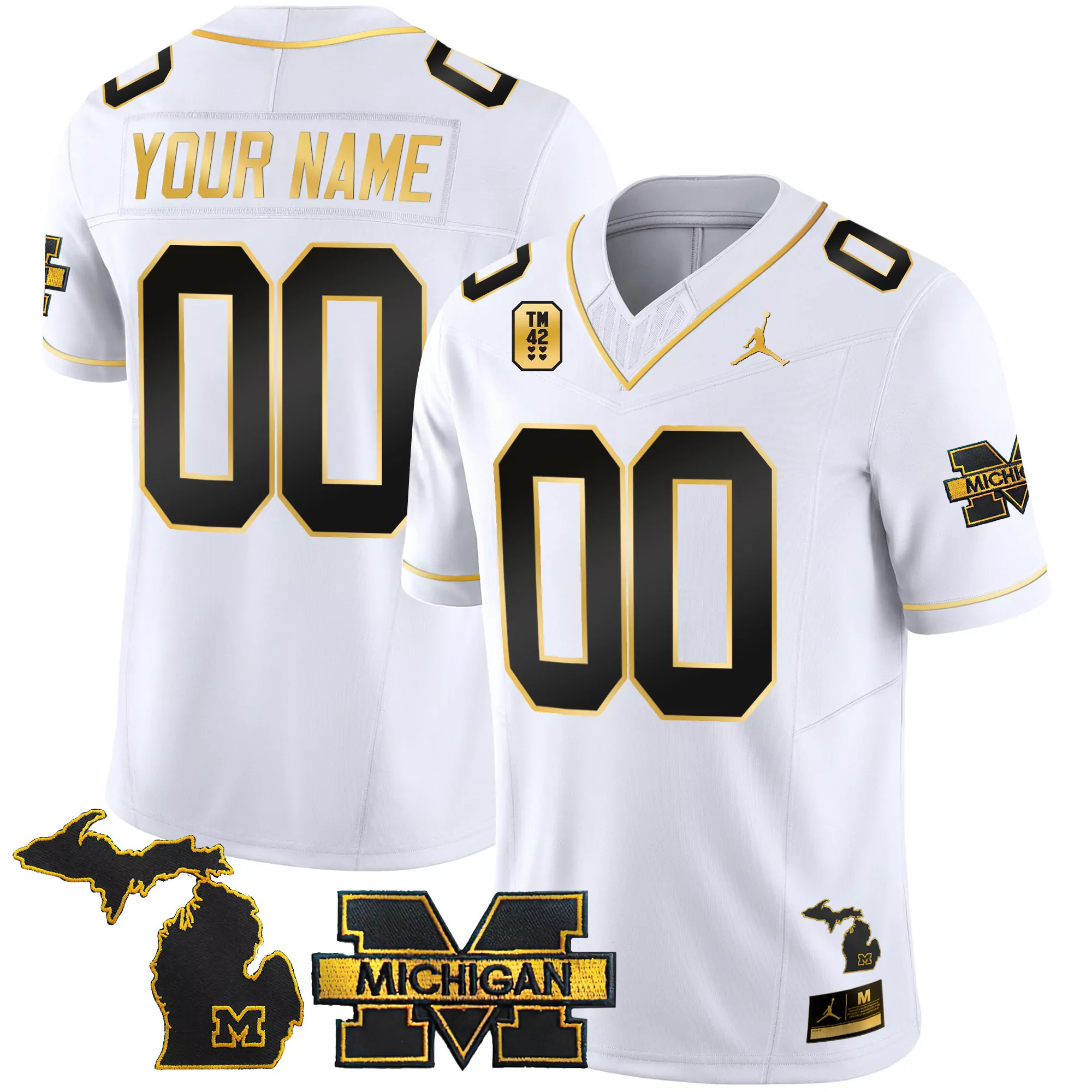white gold youth michigan wolverines custom name number jersey all stitched