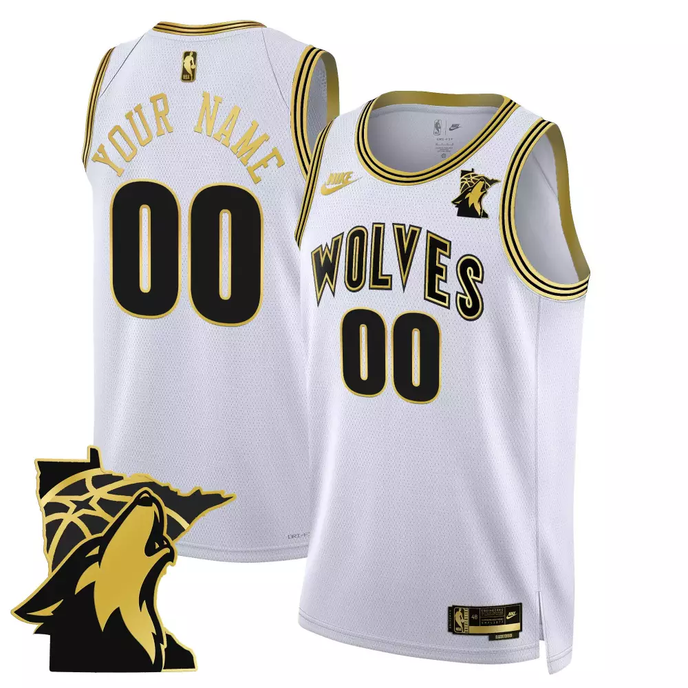 white gold youth minnesota timberwolves 35th season minnesota patch swingman custom jersey all stitched