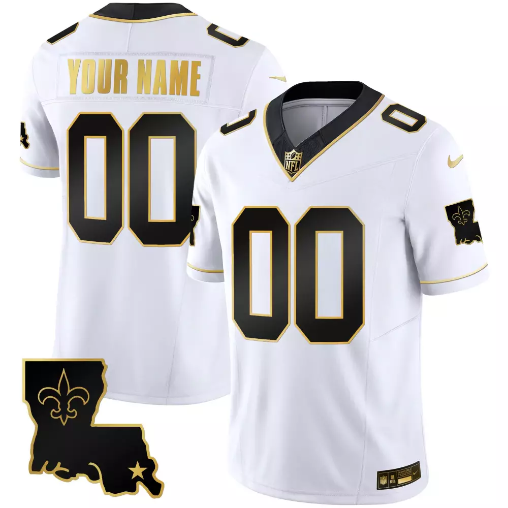 white gold youth new orleans saints 1987 legacy gold vapor custom jersey all stitched