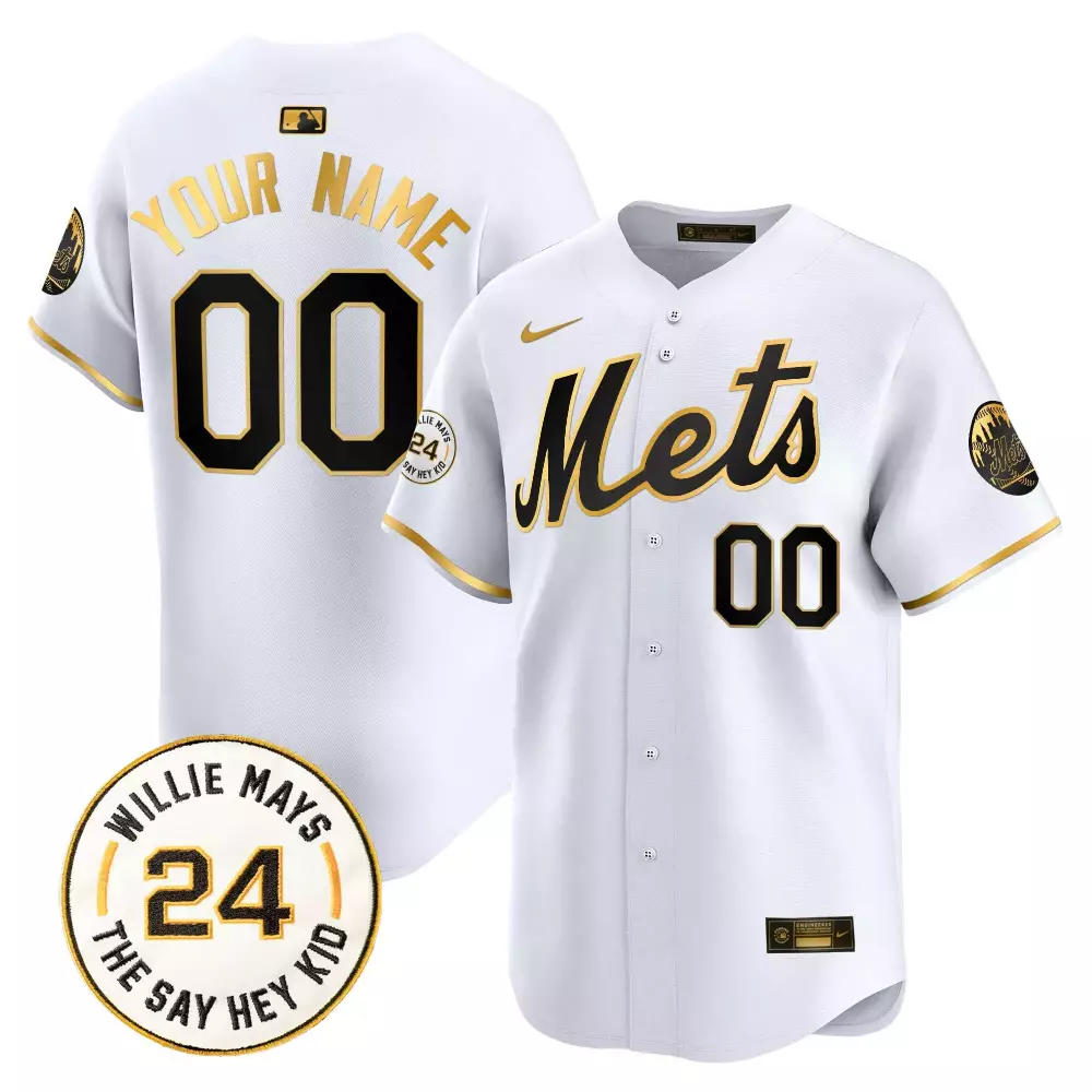 white gold youth new york mets willie mays patch vapor premier limited custom jersey all stitched