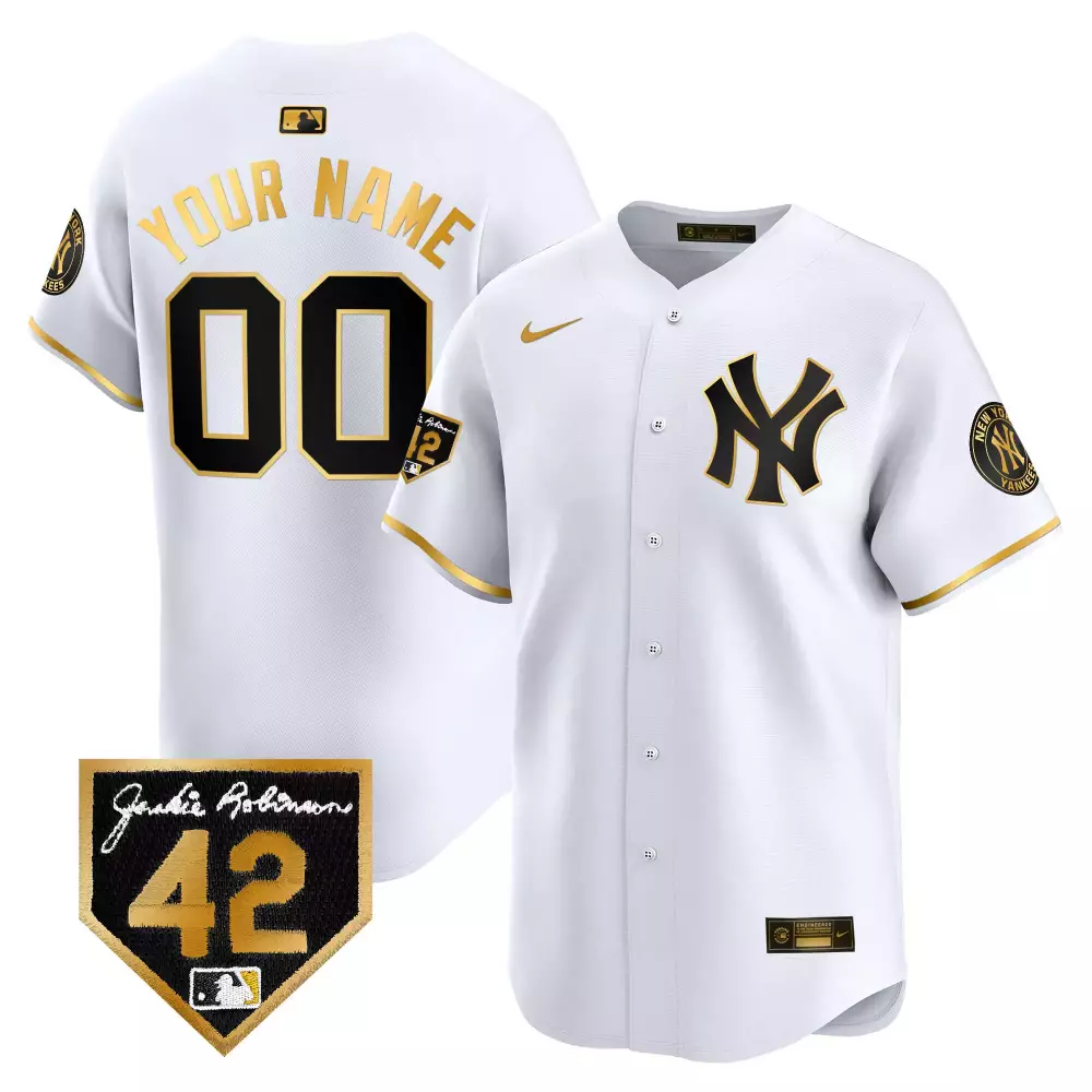 white gold youth new york yankees 2024 jackie robinson patch vapor premier limited custom jersey all stitched