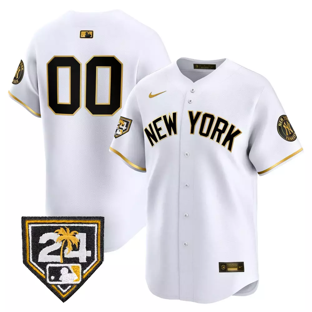 white gold youth new york yankees 2024 spring training patch vapor premier limited custom jersey v4 all stitched
