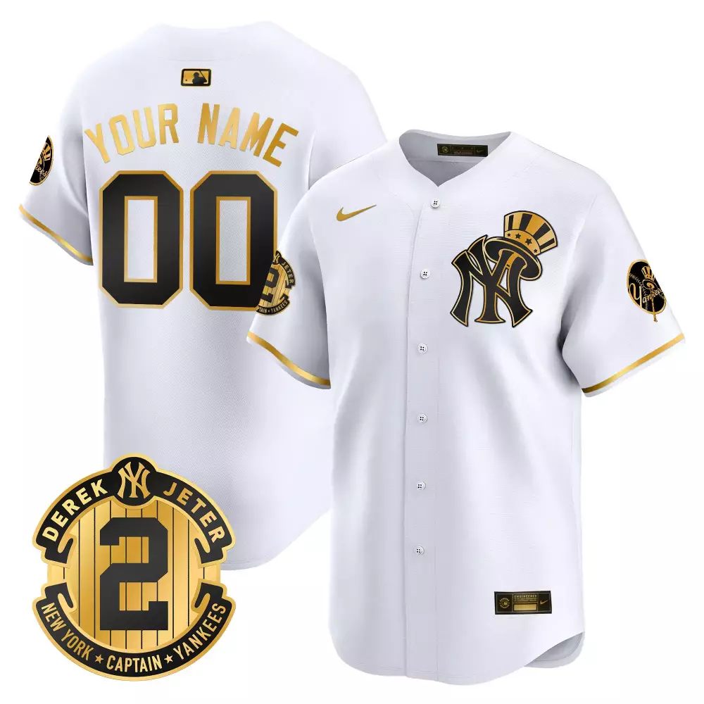 white gold youth new york yankees derek jeter patch vapor premier limited custom jersey all stitched