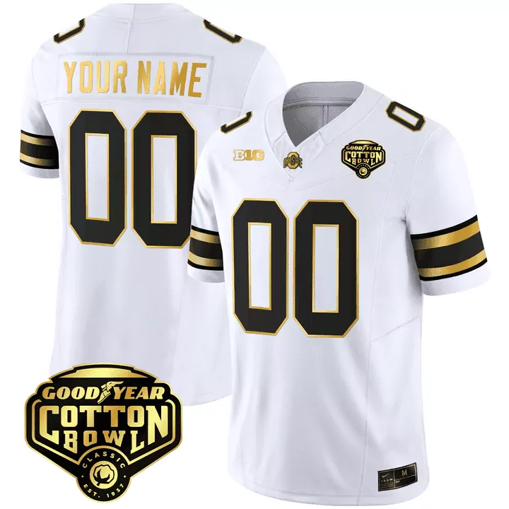 white gold youth ohio state buckeyes 2023 alternate gold custom jersey stitched