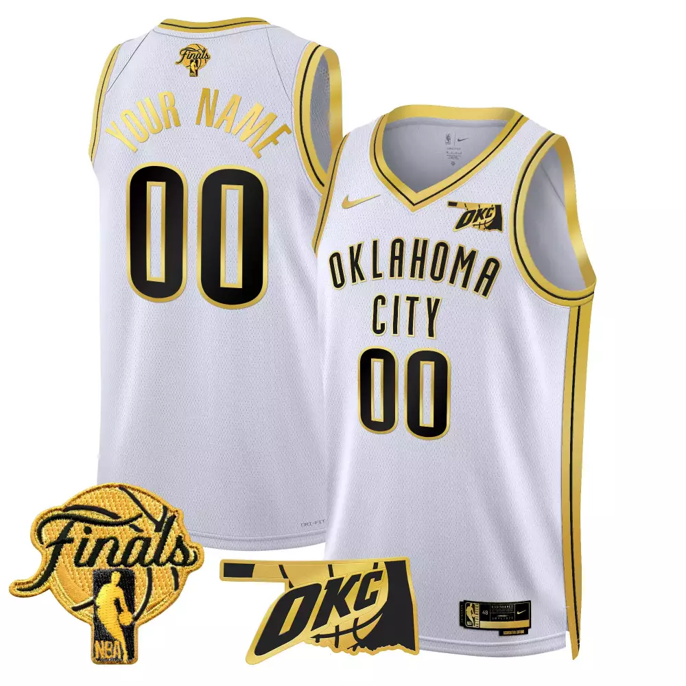 white gold men oklahoma city thunder swingman custom jersey oklahoma patch all stitched