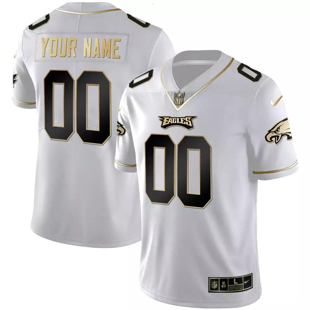 white gold youth philadelphia eagles gold split custom name and number all stitched