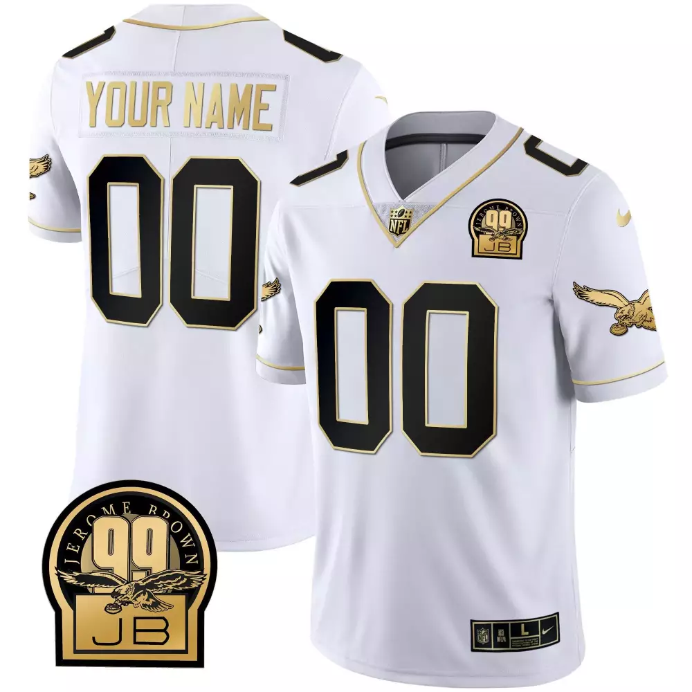 white gold youth philadelphia eagles gold split custom name and number all stitched