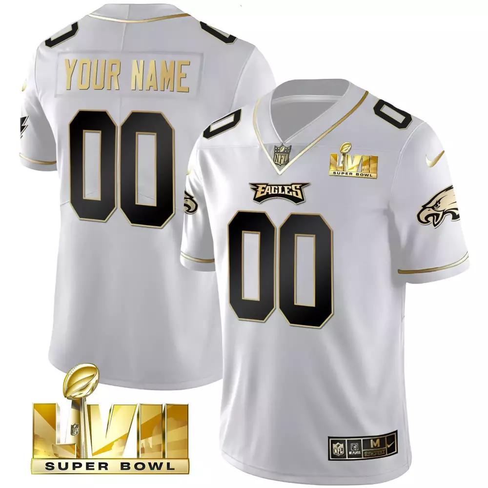 white gold youth philadelphia eagles gold split custom name and number all stitched