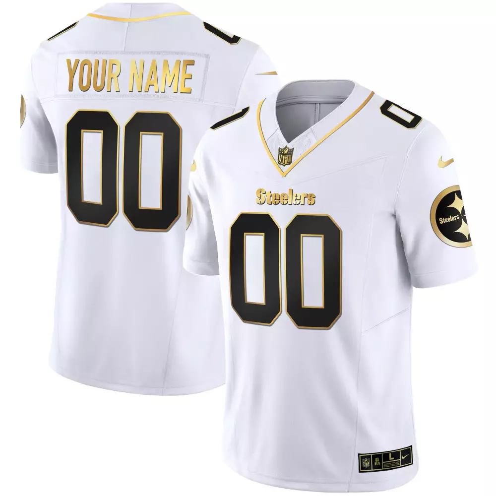 white gold youth pittsburgh steelers gold vapor custom jersey v2 all stitched