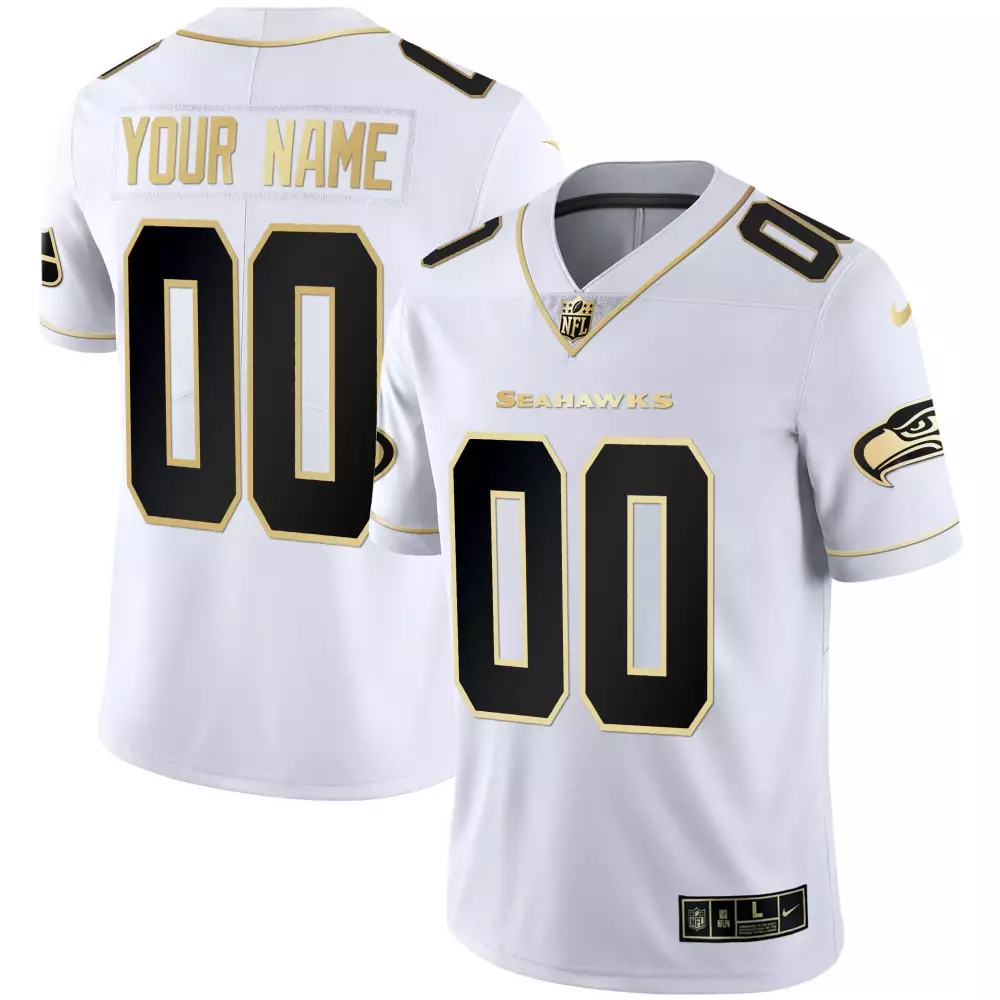 white gold youth seattle seahawks gold player custom jersey all stitched