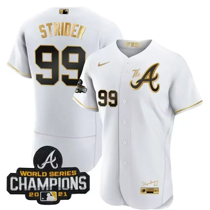white gold youth spencer strider atlanta braves city connect white gold jersey all stitched