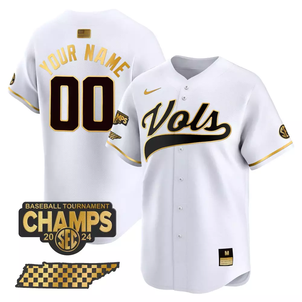 white gold youth tennessee volunteers 2024 college world series vapor premier limited custom jersey all stitched