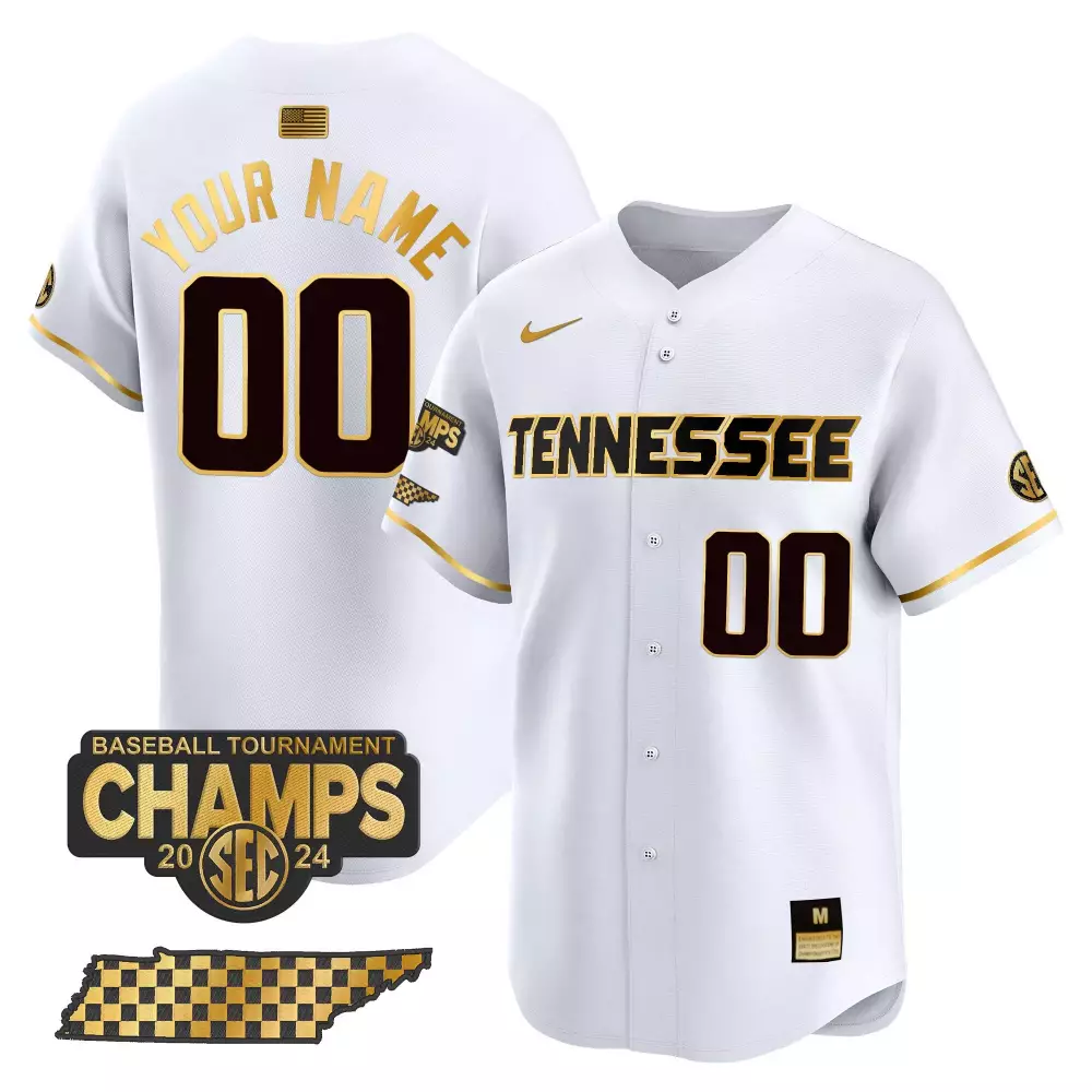 white gold youth tennessee volunteers 2024 college world series vapor premier limited custom jersey all stitched