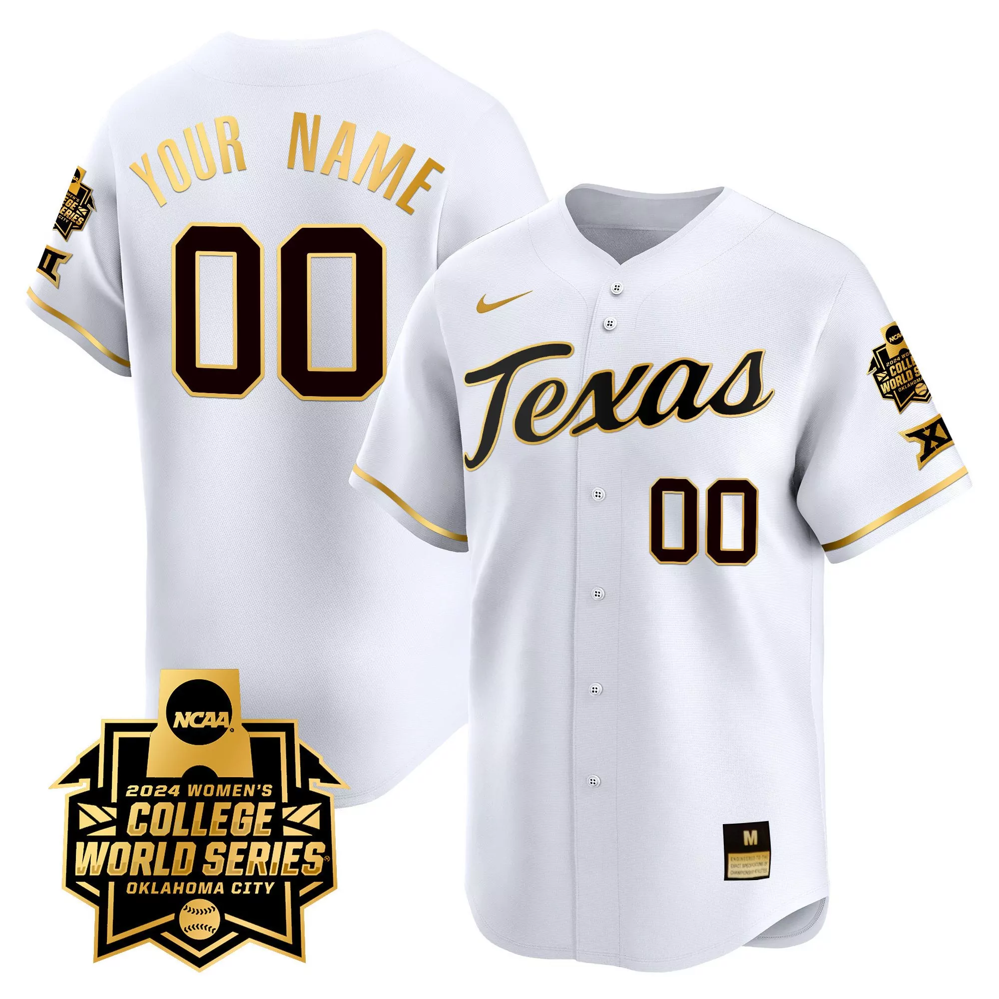 white gold youth texas longhorns womens college world series champions vapor premier limited custom jersey all stitched