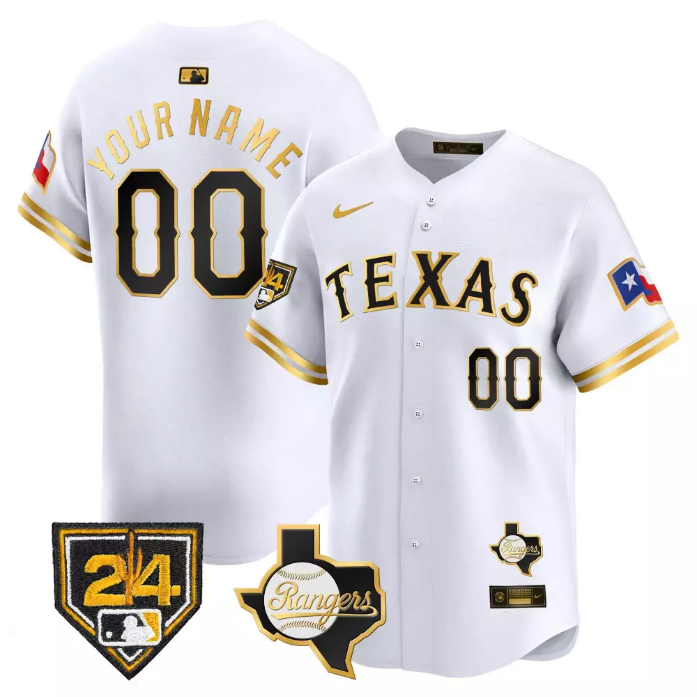 white gold youth texas rangers 2024 spring training patch vapor premier limited custom jersey all stitched