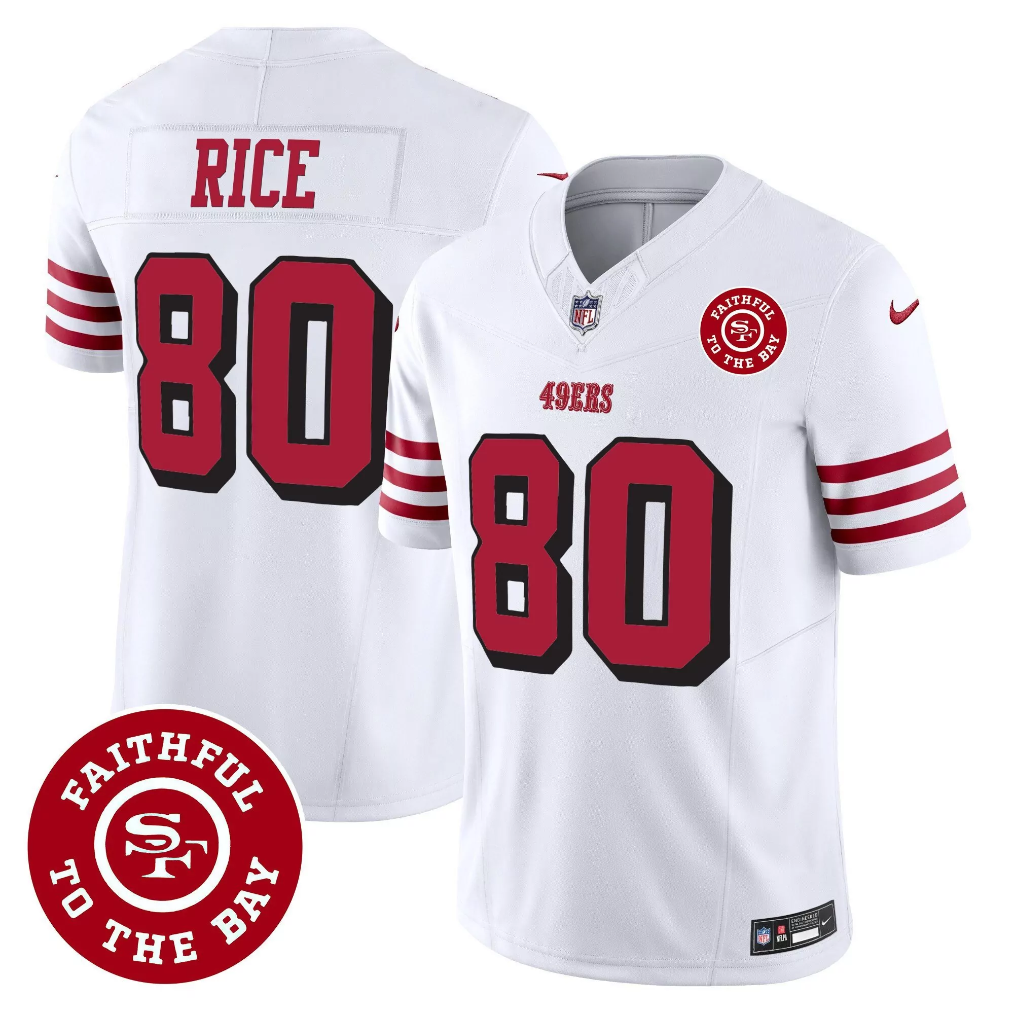 white jerry rice all players san francisco 49ers faithful to the bay patch vapor jersey men