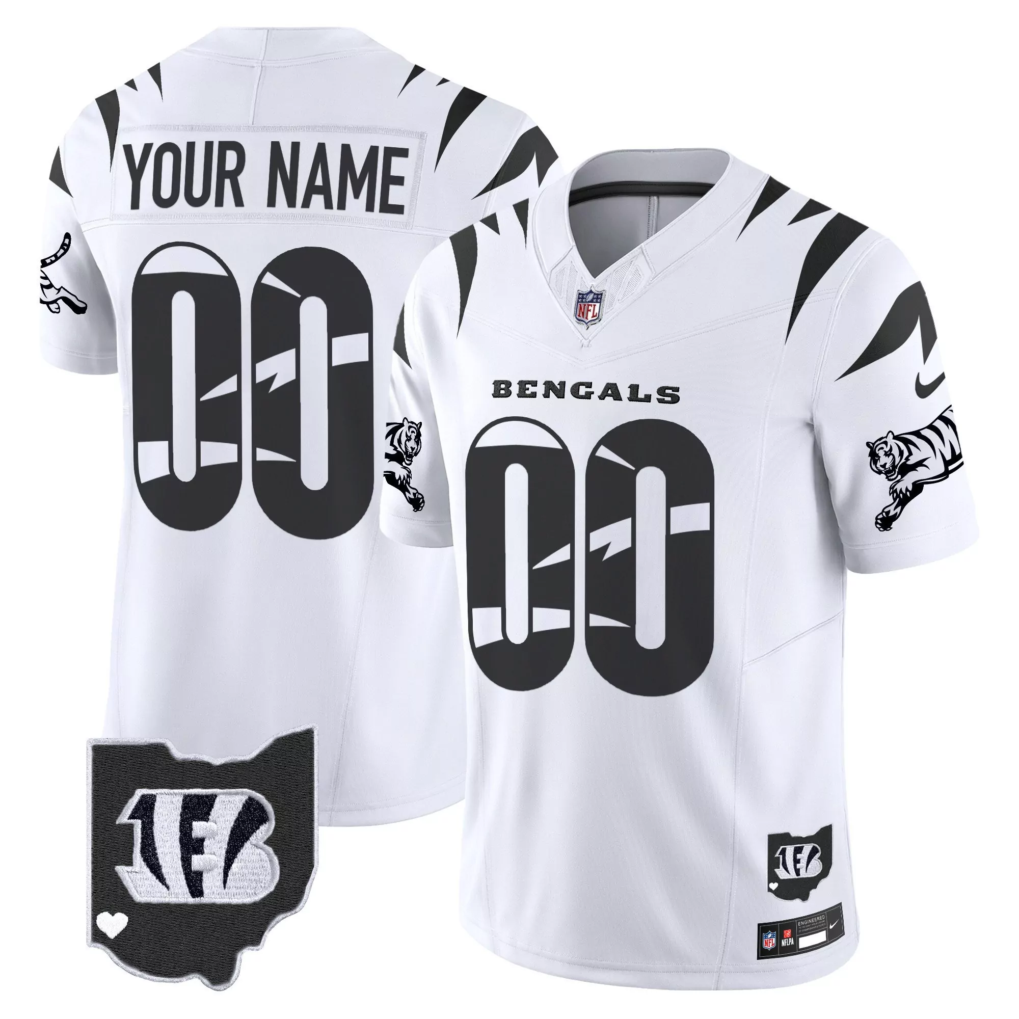 white gold youth cincinnati bengals ohio patch vapor limited gold custom jersey all stitched