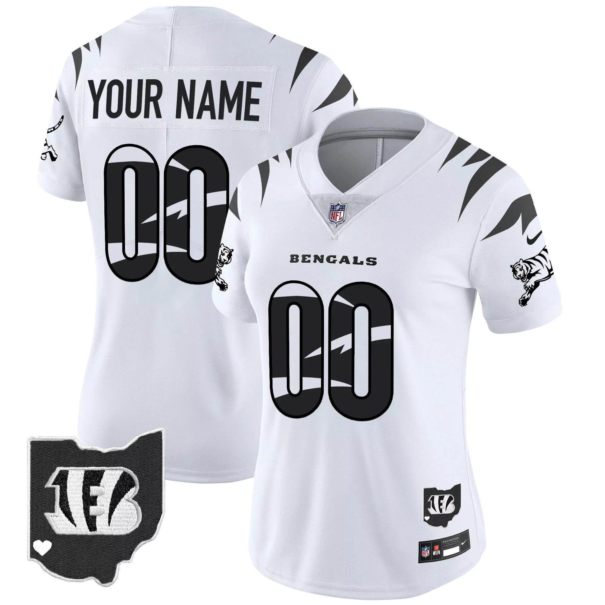 white limited women cincinnati bengals 2024 vapor limited custom jersey all stitched