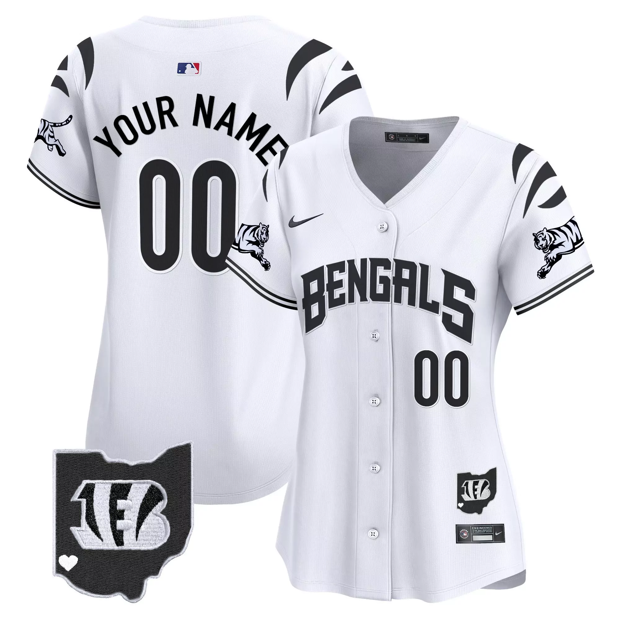 white limited women cincinnati bengals 2024 vapor limited custom jersey all stitched