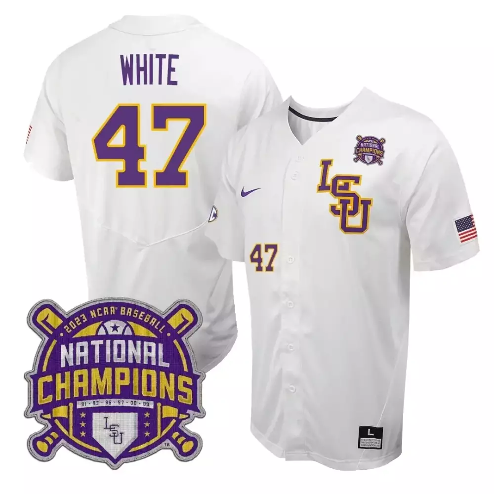 white lsu women tommy white lsu tigers college world series national champions jersey all stitched