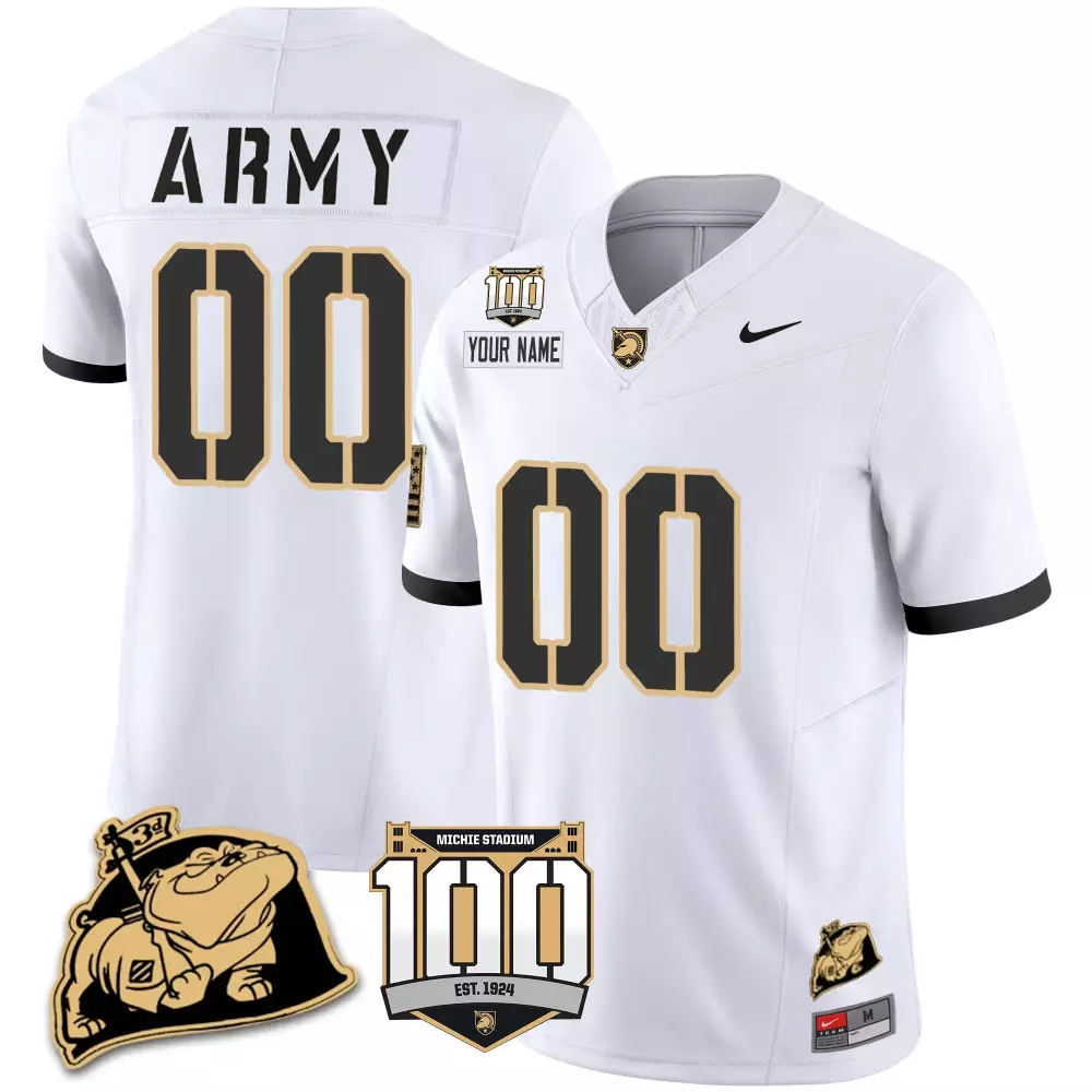 white men army black knights 100th anniversary patch vapor custom jersey v2 all stitched