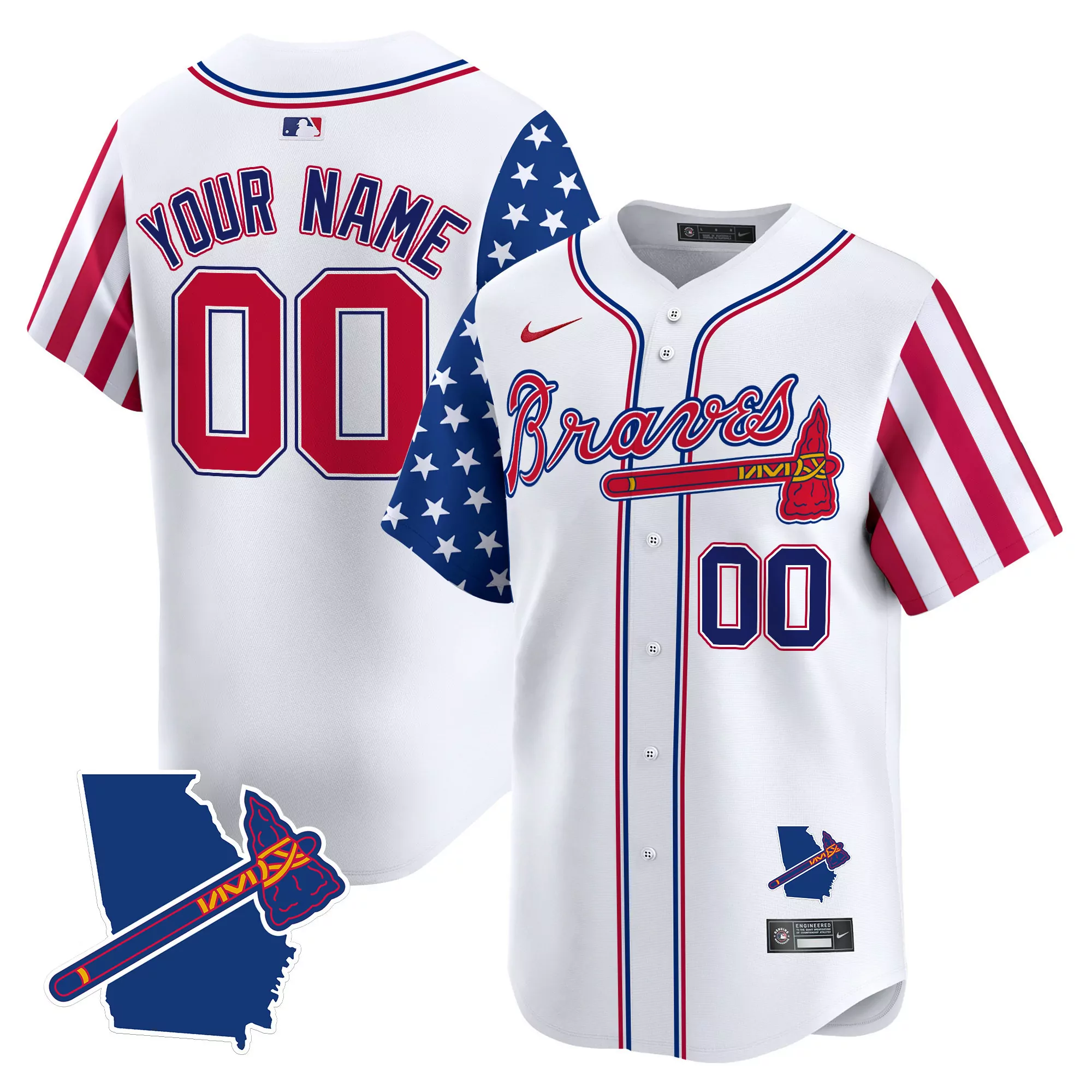 white men atlanta braves 2024 independence day vapor premier limited custom jersey v2 all stitched