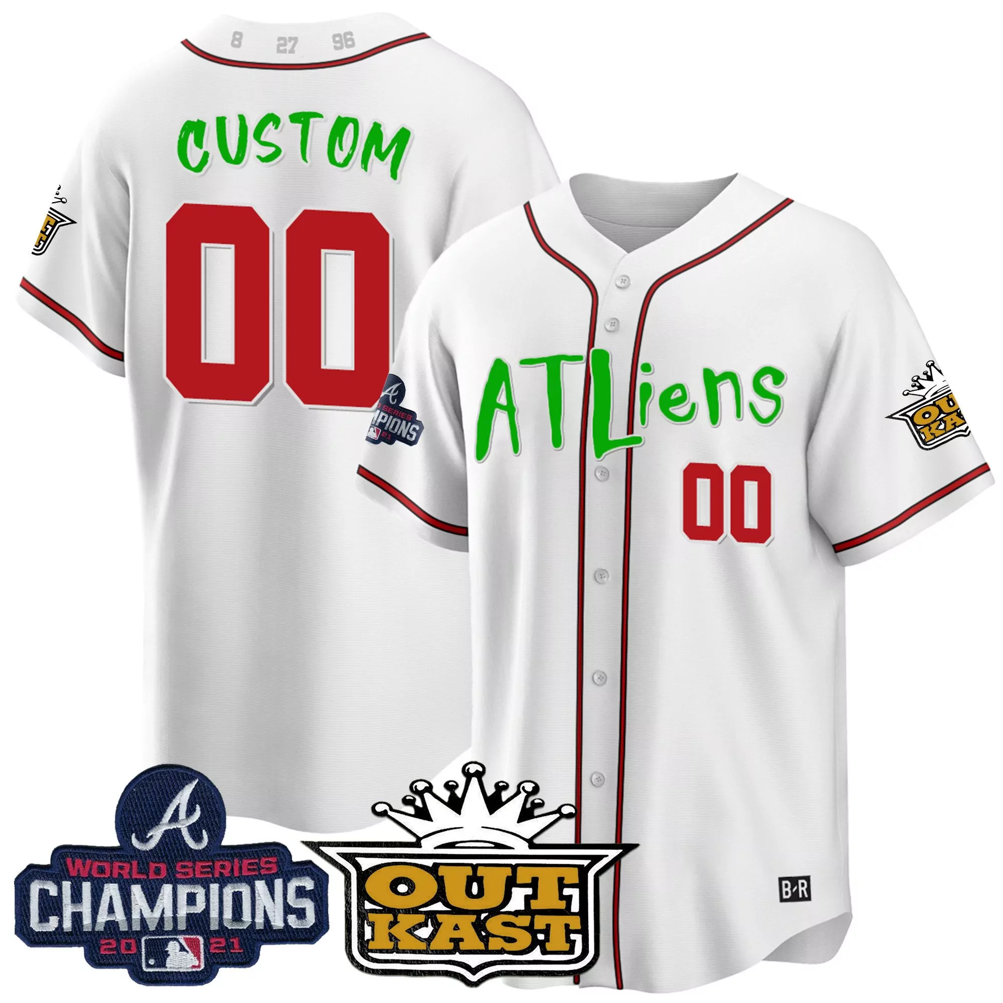 white men atlanta braves atliens champions cool base custom jersey all stitched