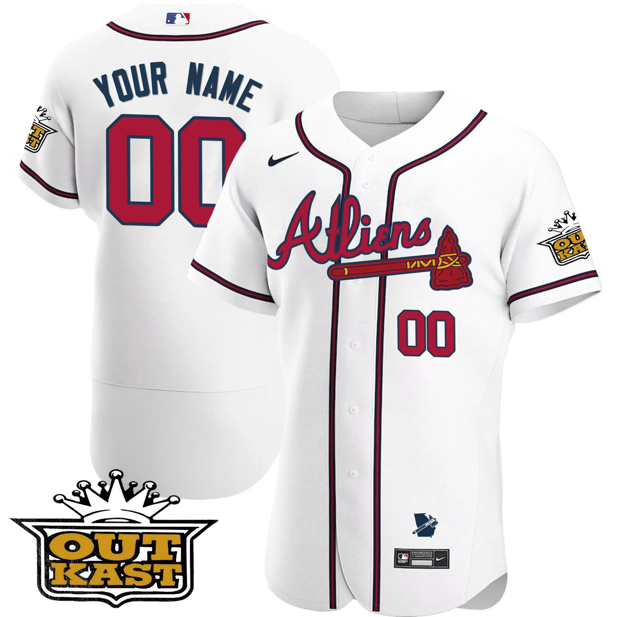 white men atlanta braves atliens flex base custom jersey v2 all stitched