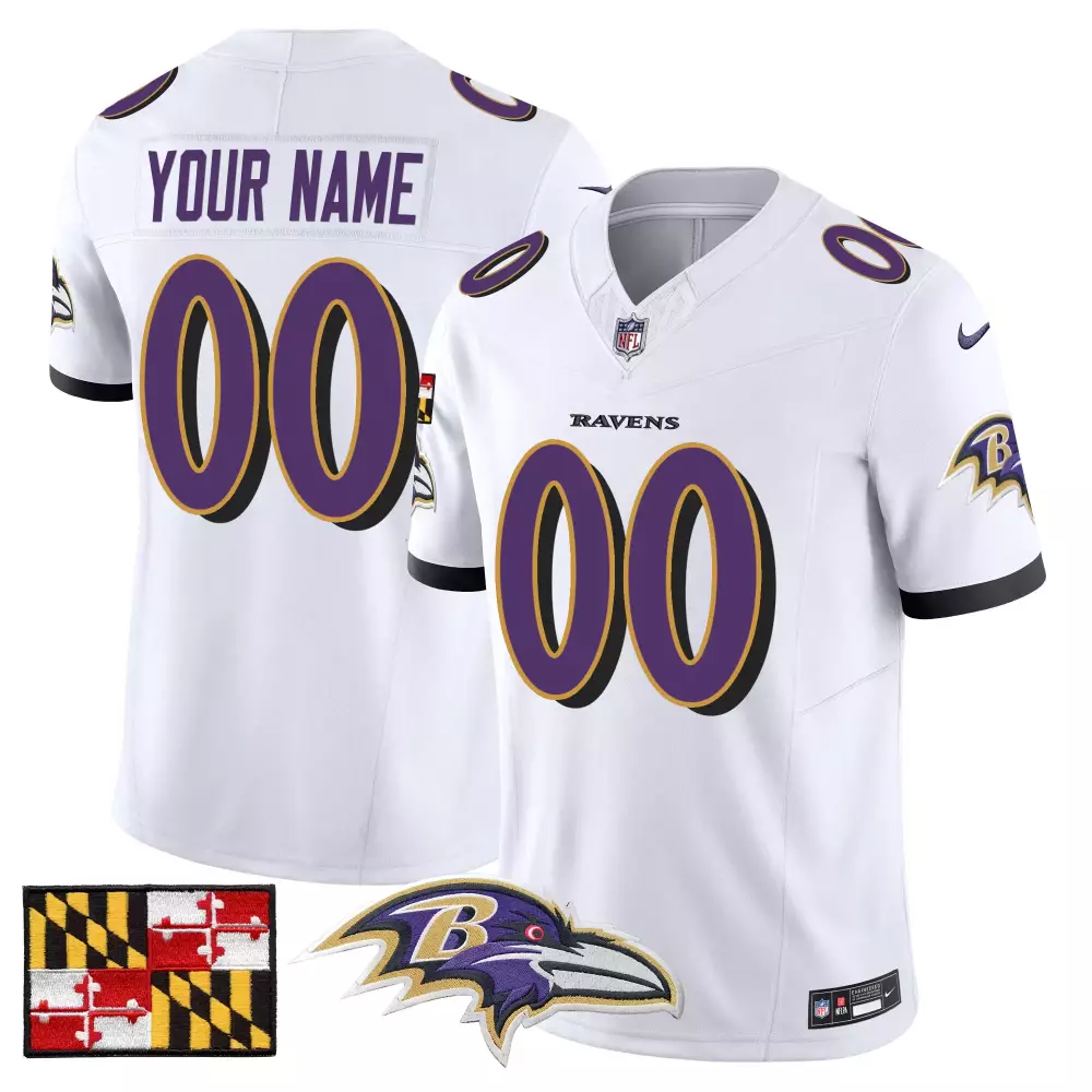 white men baltimore ravens 2023 afc north champions patch vapor limited custom jersey all stitched