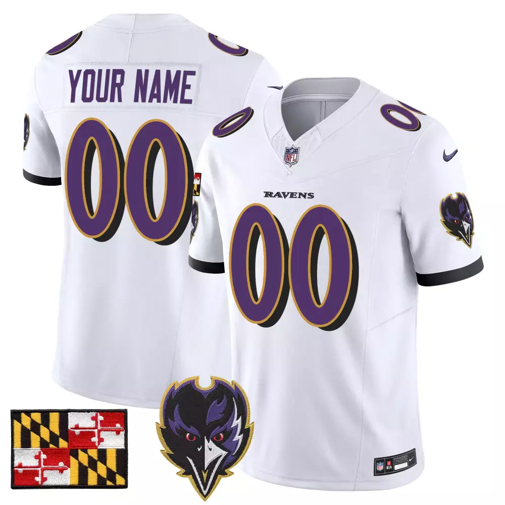white men baltimore ravens 2023 afc north champions patch vapor limited custom jersey all stitched
