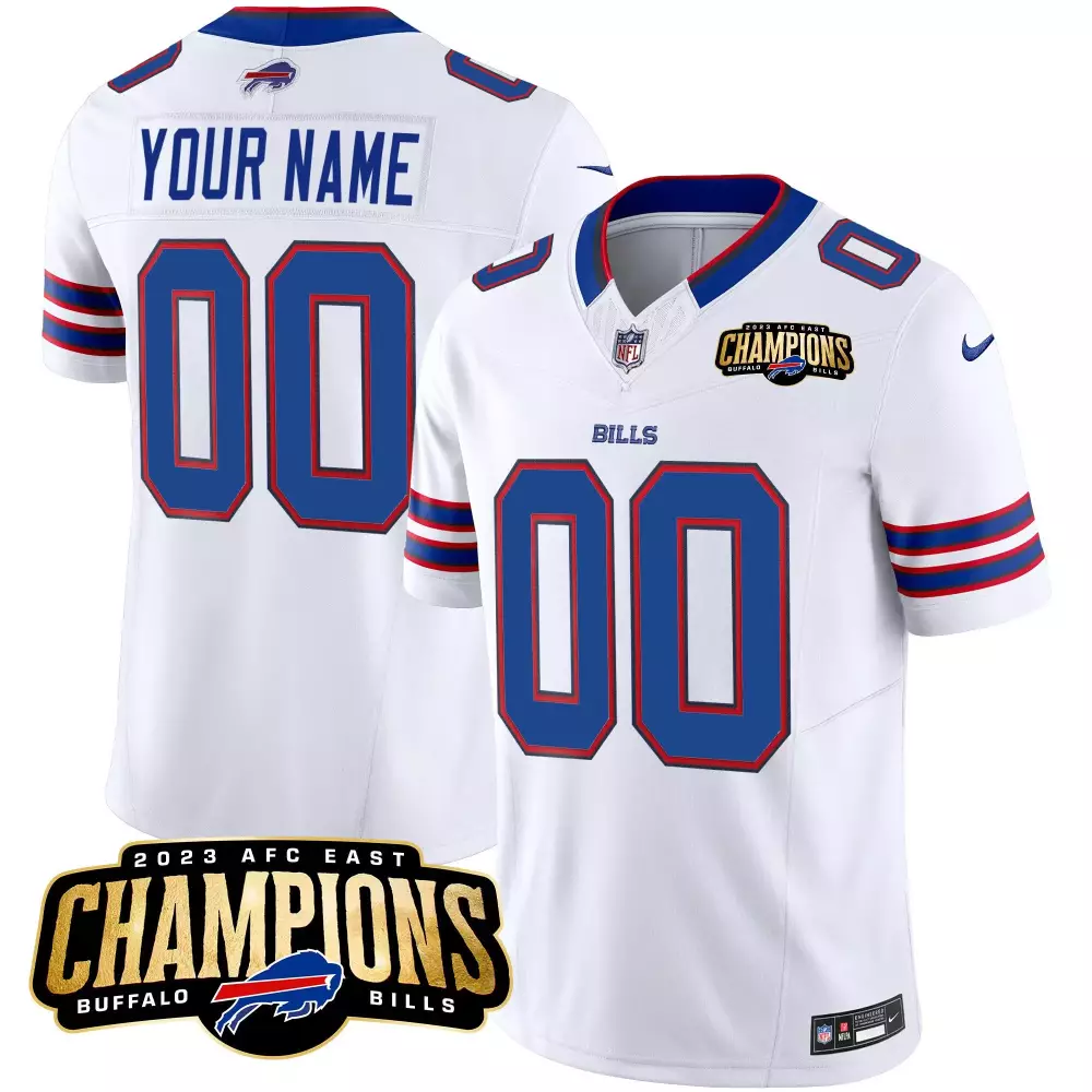 white men buffalo bills 2023 afc east champions patch vapor custom jersey all stitched