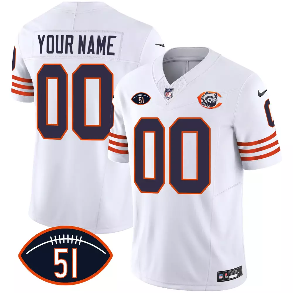 white men chicago bears dick butkus patch throwback vapor custom jersey all stitched
