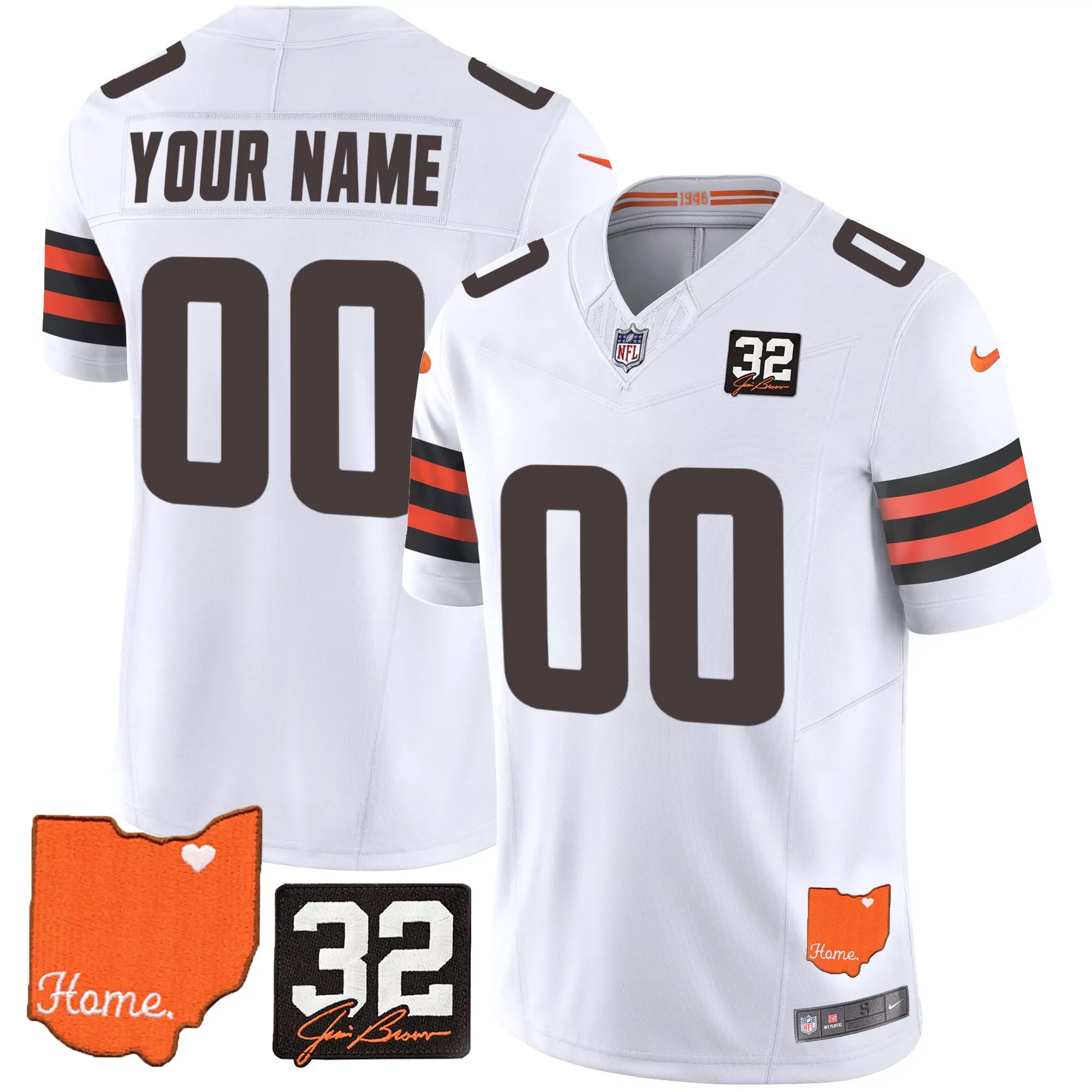 white men cleveland browns 32 jim brown memorial home patch custom jersey all stitched