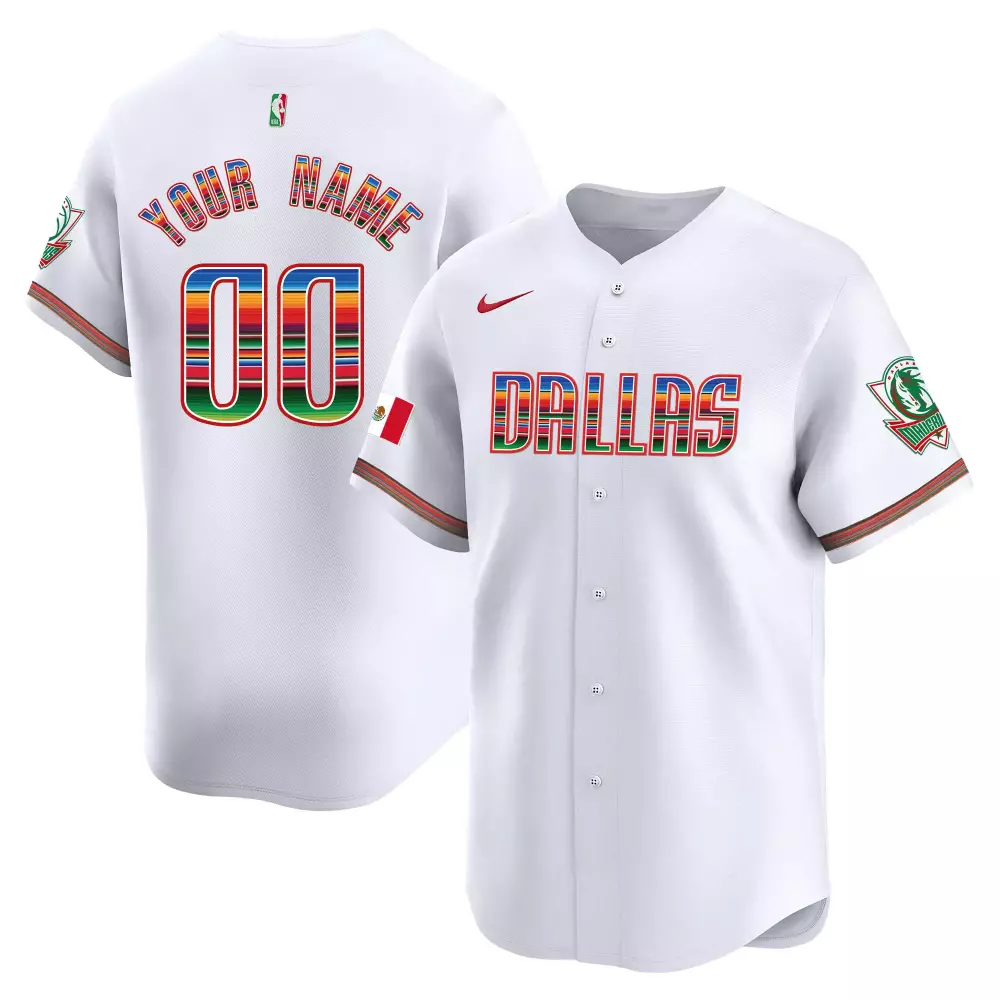 white gold youth dallas mavericks texas patch baseball custom jersey all stitched