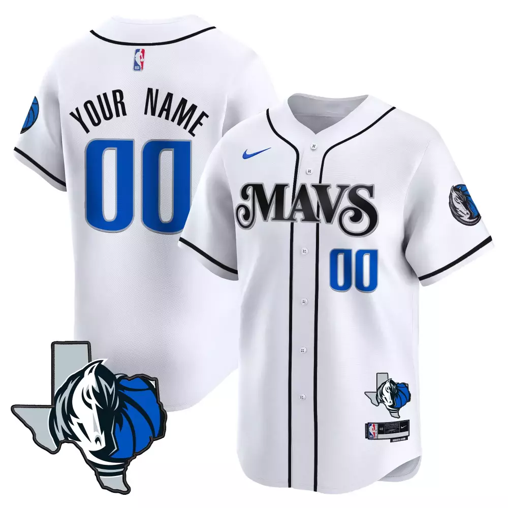 white gold youth dallas mavericks texas patch baseball custom jersey all stitched