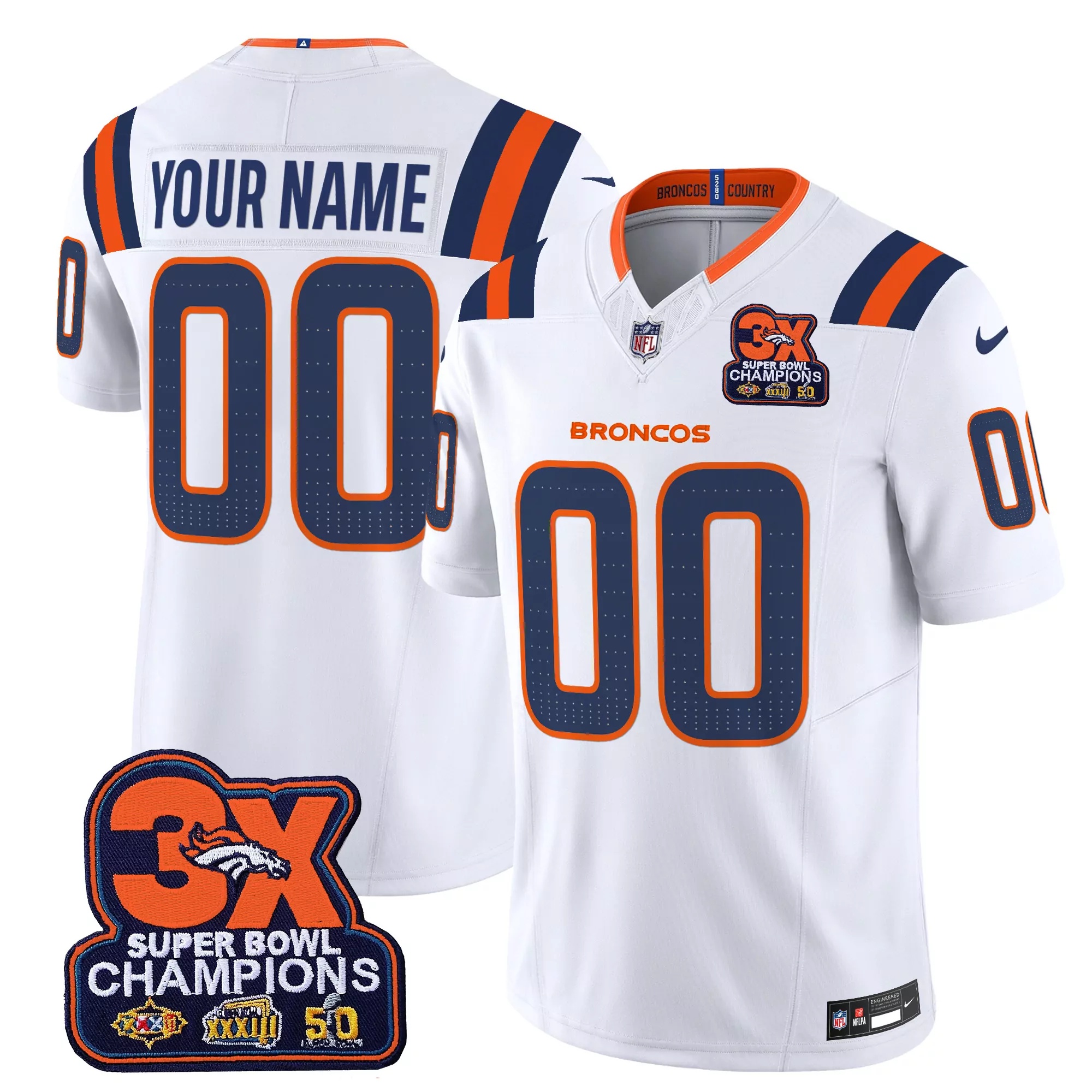 white men denver broncos 3time champions patch vapor limited custom jersey all stitched