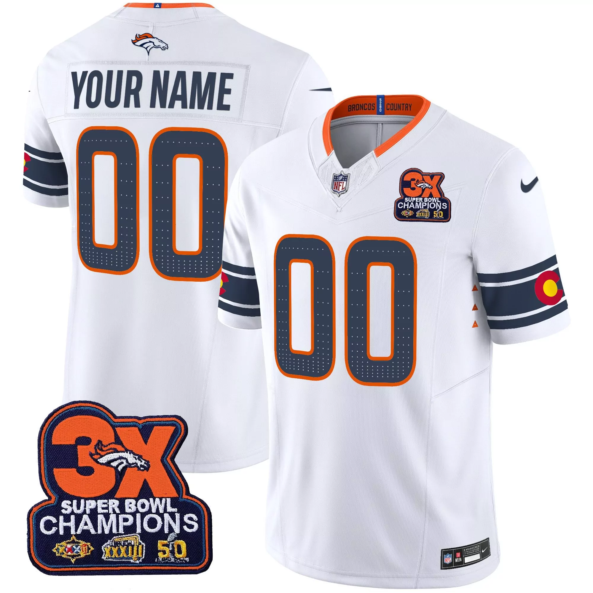white men denver broncos 3time champions patch vapor limited custom jersey all stitched
