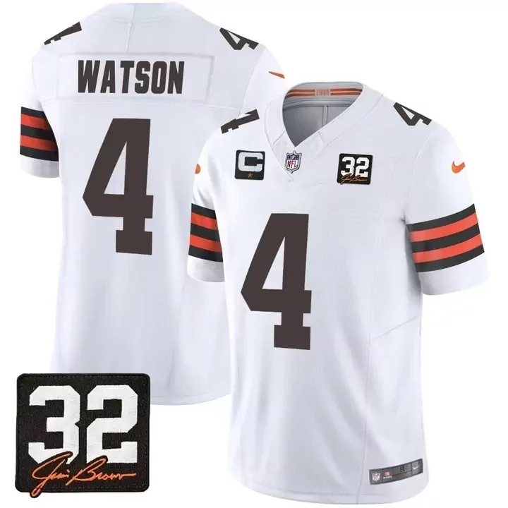 white men cleveland browns 32 jim brown memorial patch vapor limited custom jersey v2 all stitched