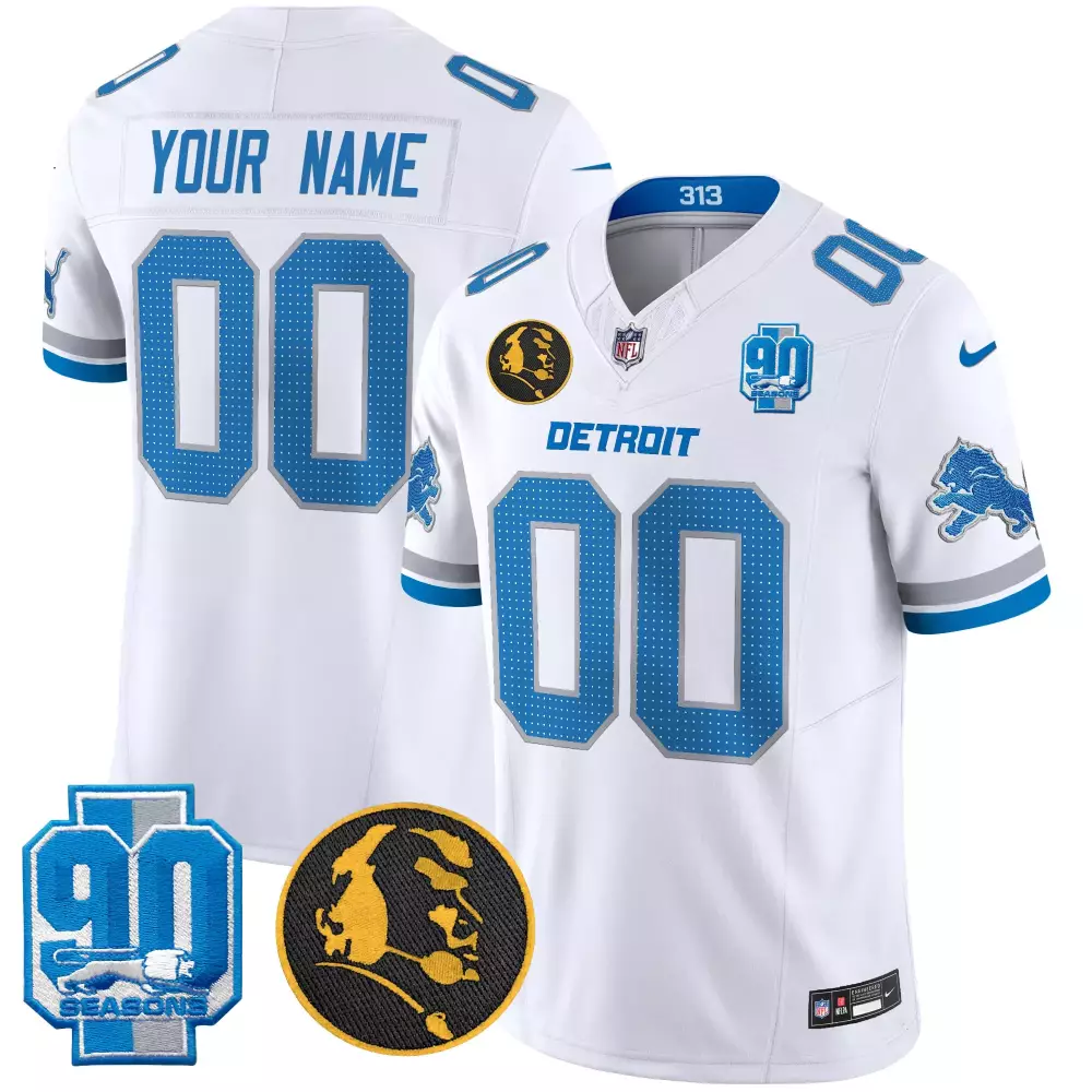 white men detroit lions 2024 90th john madden patch vapor limited custom jersey v2 all stitched