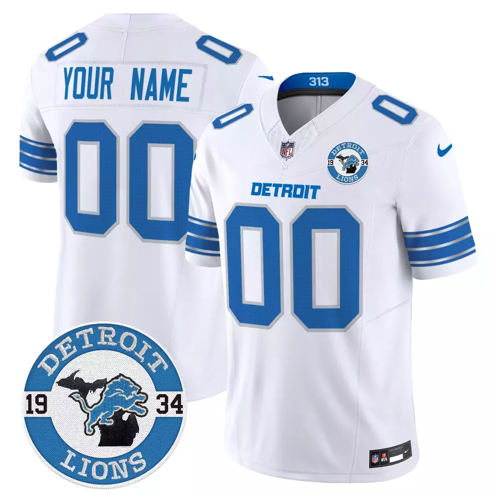 white men detroit lions 2024 vapor limited custom jersey est 1934 patch all stitched