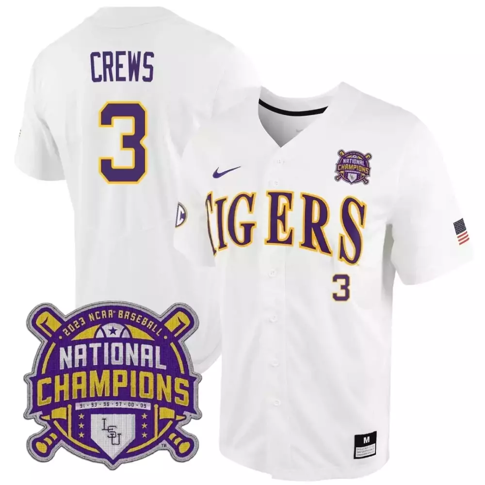 white men dylan crews lsu tigers college world series national champions jersey all stitched