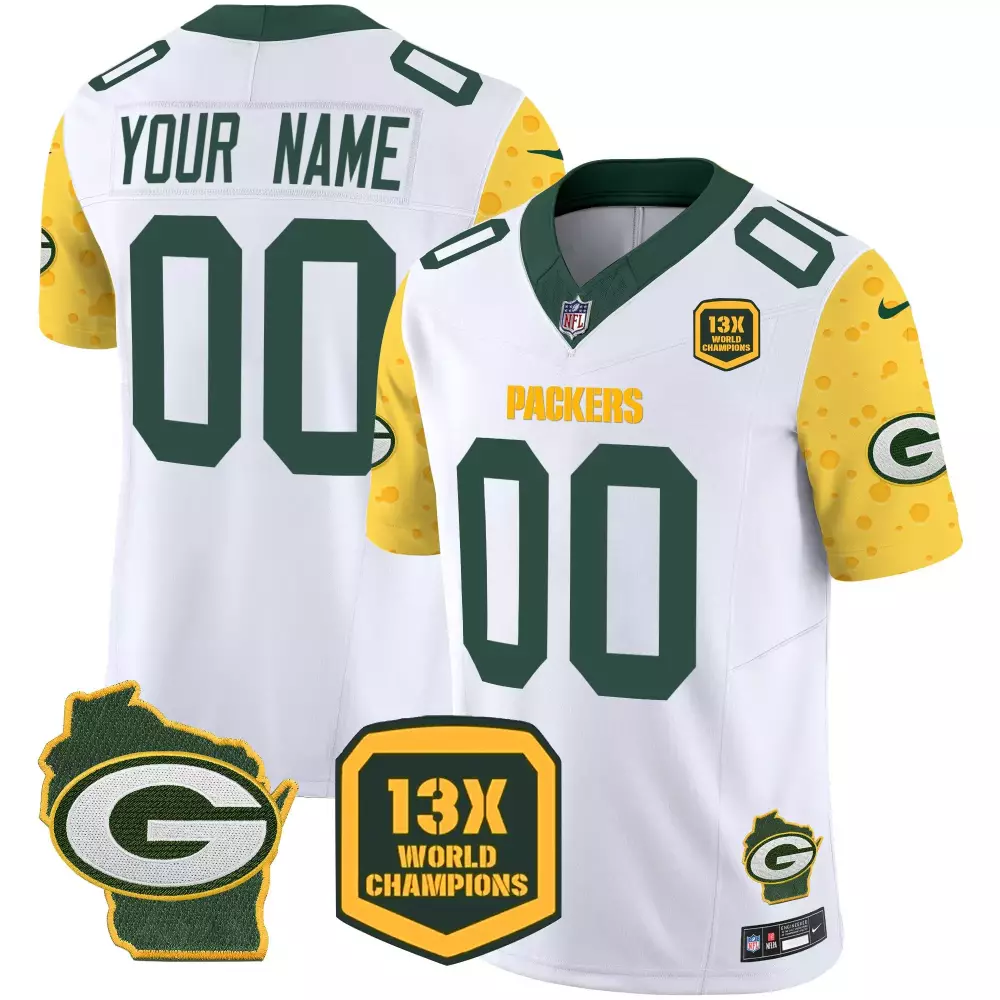 Green Bay Packers Cheese Vapor Limited Custom Jersey | All Stitched Design | Fan Gear for Men, Women & Youth