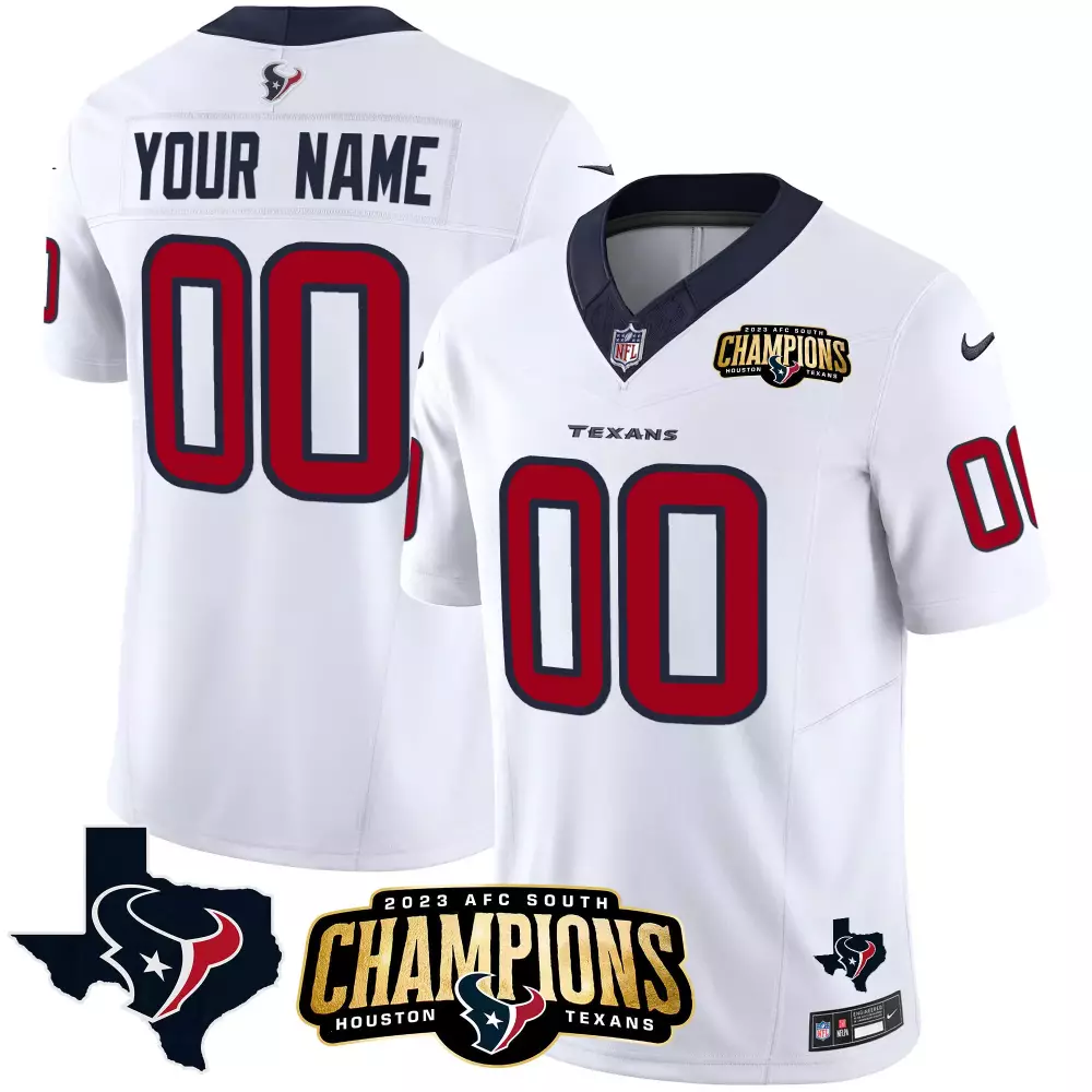 white men houston texans 2023 afc south champions patch game custom jersey all stitched